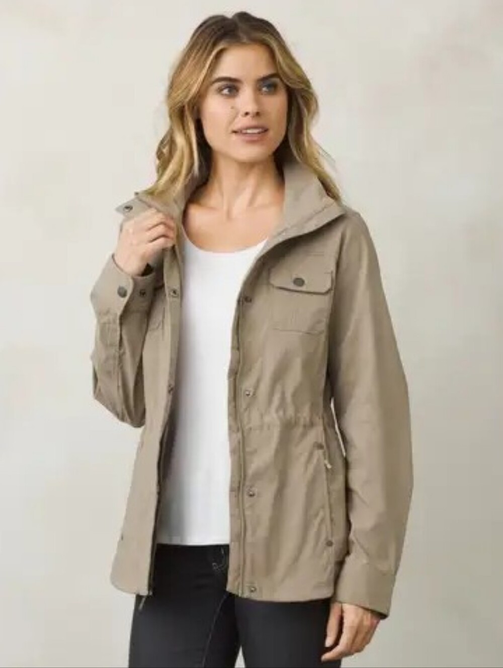 Prana Halle Jacket Water Resistant Tan Outdoors Active Hiking Small
